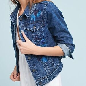 Anthropologie Pilcro Denim jacket with beading and embroidery  Size XS